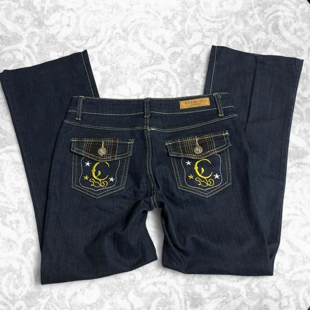 USED Jeans Basic & Informal Collection Low Rise Bootcut Embroidered Denim